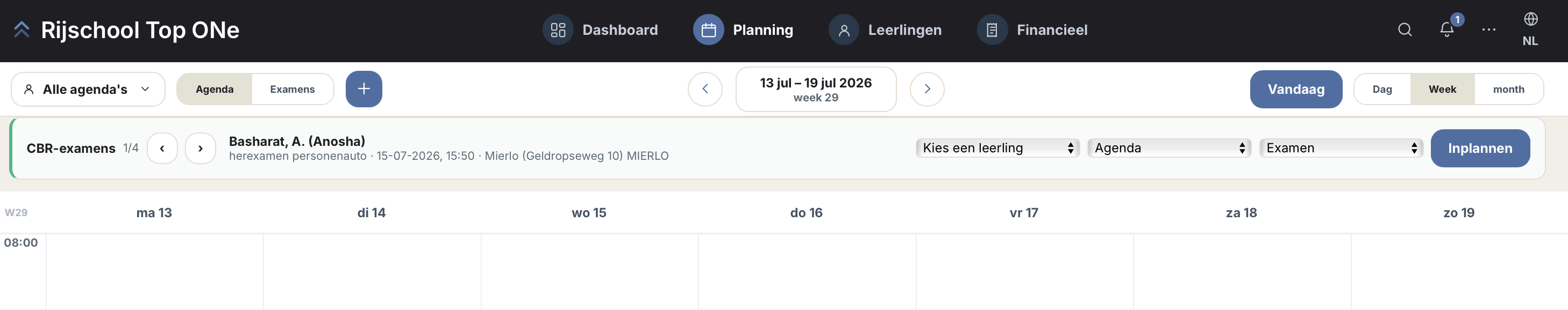CBR examens beheren voor rijscholen met TOP internet, Opleidersportaal, planning en examenresultaten