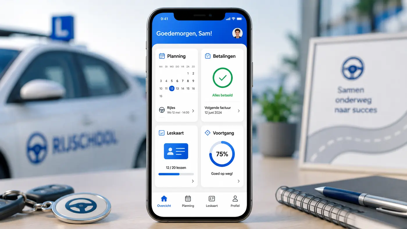 Leerling app voor rijscholen: zelf plannen, betalen en voortgang bekijken