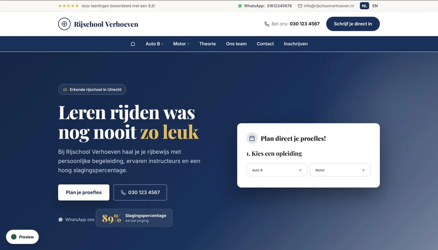 SEO voor rijscholen met Google vindbaarheid, lokale zoekresultaten, reviews en locatiepagina’s