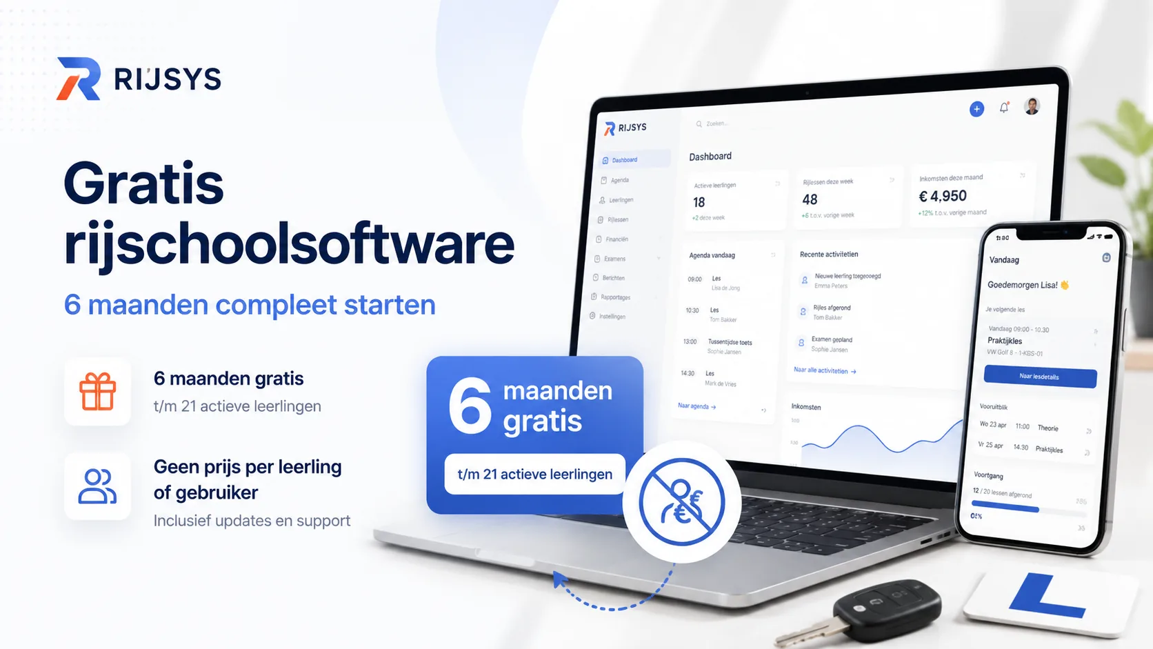 Gratis rijschoolsoftware: 6 maanden compleet starten