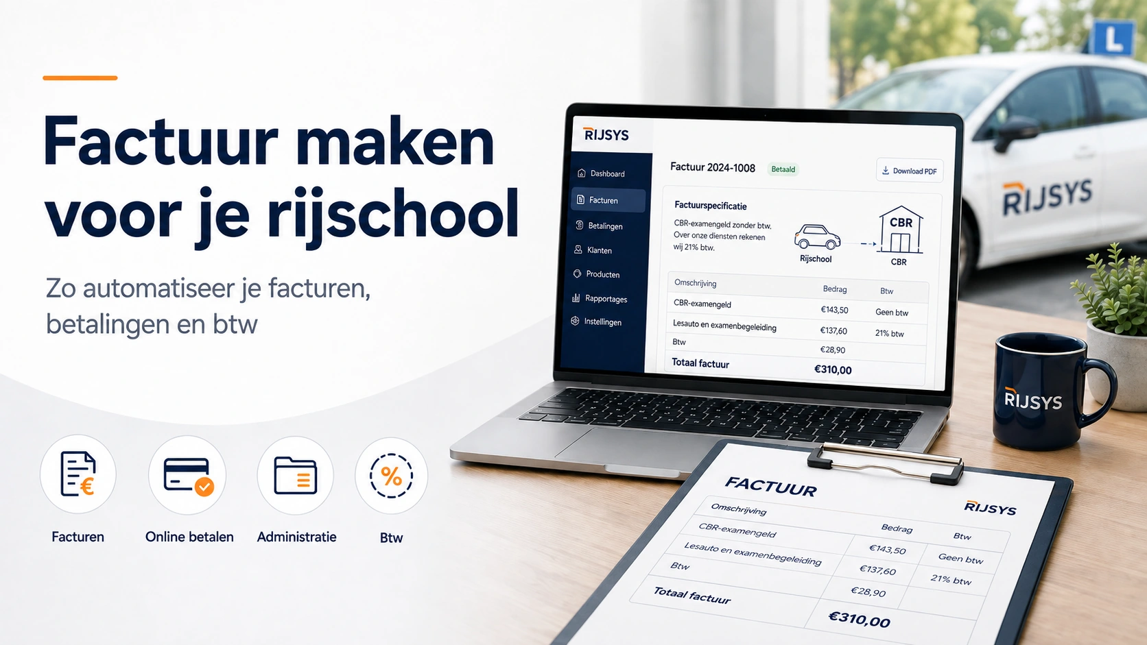 Factuur maken voor je rijschool? Zo automatiseer je facturen, betalingen en btw